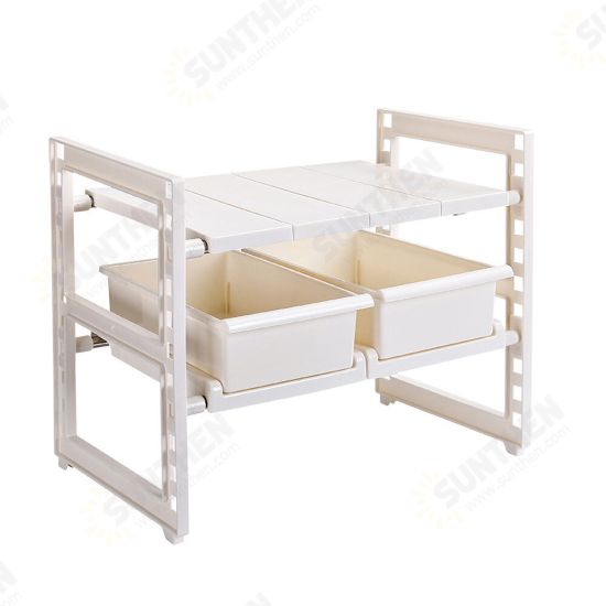 1/ 2 Tiers Retractable Kitchen Shelf Removable Storage Shelf Sink Organizer Shose Rack for Bathroom Bedroom Garden