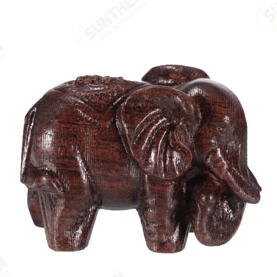 1 Pair Natural Agarwood Elephant Wood Carving Wood Crafts Retro Decoration Craft Creative Gifts Home Office Desktop Furnish