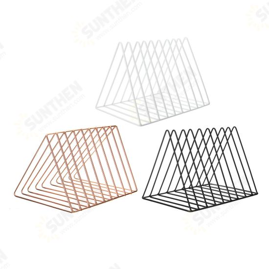 1 Piece Nordic Simple Triangle Wrought Iron Storage Rack Holder Bookshelf file Magazine Storage Box Office Desktop Organizer