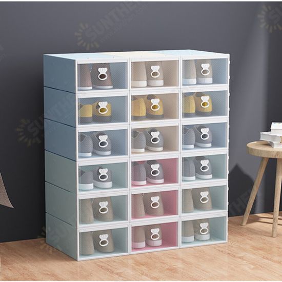 1 Piece Plastic Flip Shoes Storage Box Organizer Foldable Clear Shoes Storage Box Stackable Stacking Space Saving Thickened Shoebox