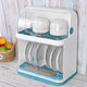 1/2 Layer Plastic Storage Box Drain Rack with Lid 180° Double Door Kitchen Cupboard Plate Chopsticks Rack