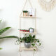 1/2/3 Layers Wall Hanging Rack Rope Wood Wall Mounted Plant Flower Pot Storage Shelf Home Office Wall Decorations