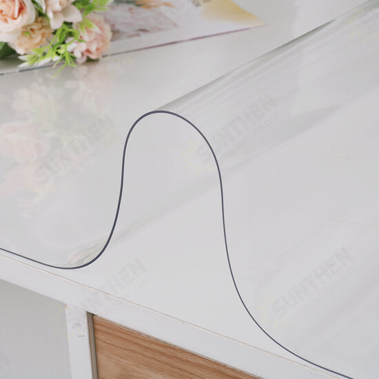 1.5mm Thickness Clear Plastic PVC Tablecloth Transparent Non-Stick Waterproof Protector Dining Table Cover for Office Home Writing Desk