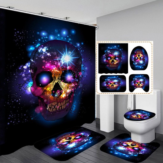 180*180cm Halloween Skull Bathroom Shower Curtain 3 Sets Decor Waterproof Fabric