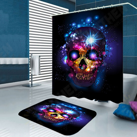 180*180cm Halloween Skull Bathroom Shower Curtain 3 Sets Decor Waterproof Fabric