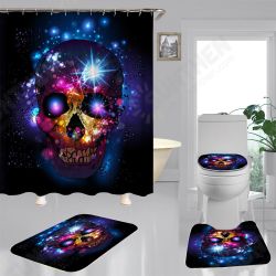 180*180cm Halloween Skull Bathroom Shower Curtain 3 Sets Decor Waterproof Fabric 180*180cm Halloween Skull Bathroom Shower Curtain 3 Sets Decor Waterproof Fabric
