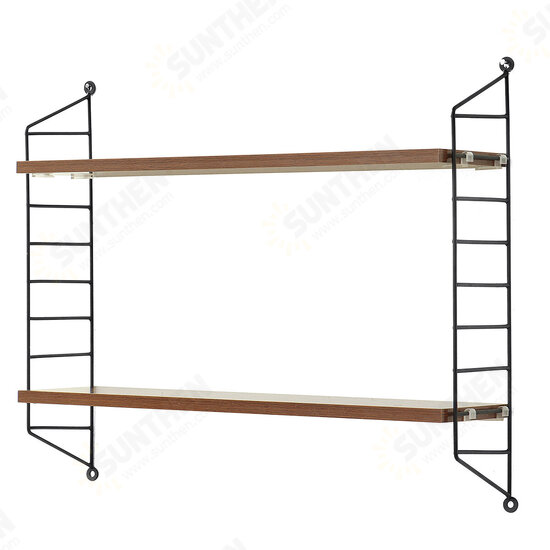 2 Layers Wall Shelf Bedroom Bookshelf P2MDF + Steel Frame for Home Office