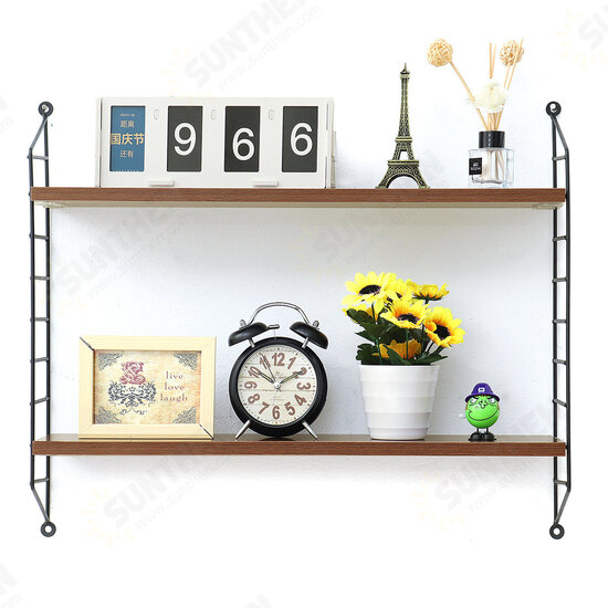 2 Layers Wall Shelf Bedroom Bookshelf P2MDF + Steel Frame for Home Office