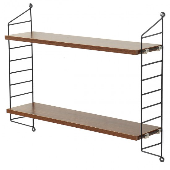 2 Layers Wall Shelf Bedroom Bookshelf P2MDF + Steel Frame for Home Office
