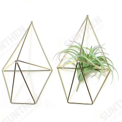 2 Pcs Wall Mounted Geometric Flower Stand Wall Hanging Wrought Iron Plant Storage Rack Holder Home Office Decor 2 Pcs Wall Mounted Geometric Flower Stand Wall Hanging Wrought Iron Plant Storage Rack Holder Home Office Decor