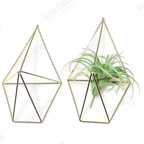 2 Pcs Wall Mounted Geometric Flower Stand Wall Hanging Wrought Iron Plant Storage Rack Holder Home Office Decor