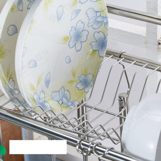 2 Tiers Stainless Steel Dishes Rack Dual Sink Drain Rack Adjustable Multi-use Kitchen Organizer Rack Dish Shelf Sink Drying Rack 2 Tiers Stainless Steel Dishes Rack Dual Sink Drain Rack Adjustable Multi-use Kitchen Organizer Rack Dish Shelf Sink Drying Rack