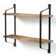 2 Tiers Wall Mounted Storage Rack Wall Hanging Wood Shelves Holder Organizer Bookshelf Display Stand Home Office Decor