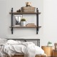 2 Tiers Wall Mounted Storage Rack Wall Hanging Wood Shelves Holder Organizer Bookshelf Display Stand Home Office Decor