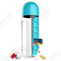 2 in 1 600ml Pill Box Cup Portable Large Capacity 7 Pill Box Outdoor Carrying Water Bottle With Pill Box Capsule Cup 2 in 1 600ml Pill Box Cup Portable Large Capacity 7 Pill Box Outdoor Carrying Water Bottle With Pill Box Capsule Cup
