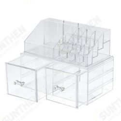 2 in 1 Jewerly Cosmetics Storage Box Makeup Combination Storage Organizer Box Transparent with Drawer Lipstick Powder Display Box 2 in 1 Jewerly Cosmetics Storage Box Makeup Combination Storage Organizer Box Transparent with Drawer Lipstick Powder Display Box
