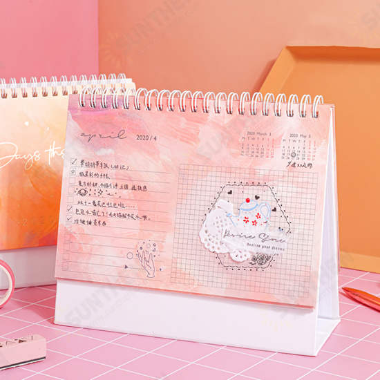 2020 Calendar Desk Organizer Cute Desk Diary Creative Desktop Memo Coil Calendar