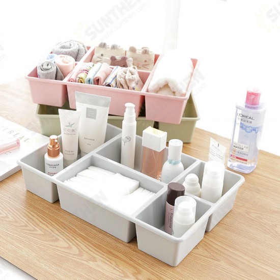 2192 Desktop Seperated Cosmetic Storage Box Plastic 5 Grids Drawer Debris Organizer Box Skincare Cosmetic Box