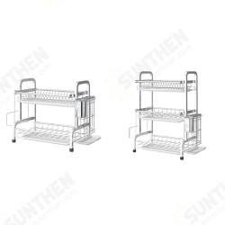 2/3 Layers Kitchen Dish Rack Organizer Shelf Assemble Stainless Steel Storage Baskets Kitchen Organizer Holder with Drain Trays 2/3 Layers Kitchen Dish Rack Organizer Shelf Assemble Stainless Steel Storage Baskets Kitchen Organizer Holder with Drain Trays
