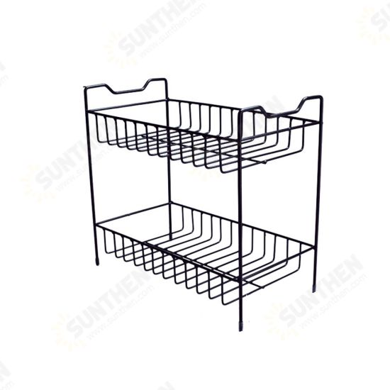 2/3 Layers Shelf Kitchen Utensils Storage Iron Spice Rack Storage Stand Home Organizer Kitchen Shelf-Black