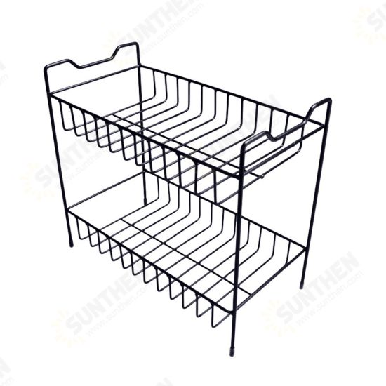 2/3 Layers Shelf Kitchen Utensils Storage Iron Spice Rack Storage Stand Home Organizer Kitchen Shelf-Black