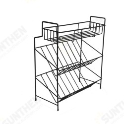 2/3 Layers Shelf Kitchen Utensils Storage Iron Spice Rack Storage Stand Home Organizer Kitchen Shelf-Black 2/3 Layers Shelf Kitchen Utensils Storage Iron Spice Rack Storage Stand Home Organizer Kitchen Shelf-Black