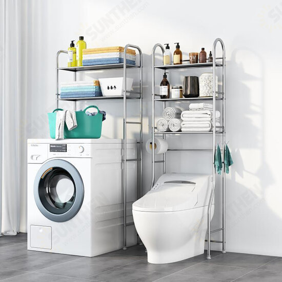 2/3-Tier Over Commode Washing Machine Shelf Bathroom Space Saver Rack Organizer Floor Stand