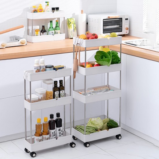 2/3/4 Rolling Trolley Storage Holder Rack Organiser With Wheels For Kitchen Bathroom Office
