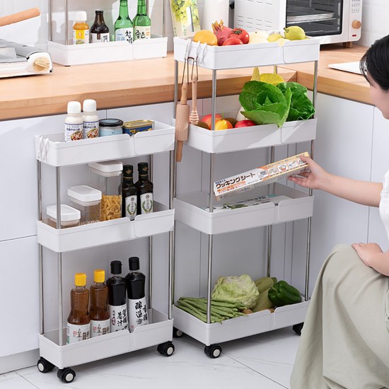 2/3/4 Rolling Trolley Storage Holder Rack Organiser With Wheels For Kitchen Bathroom Office