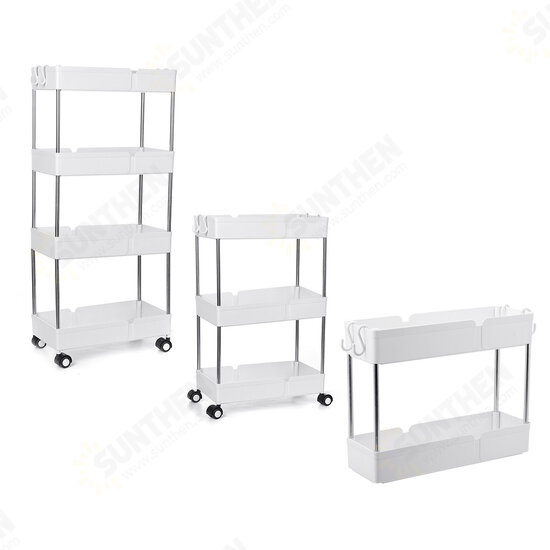 2/3/4 Rolling Trolley Storage Holder Rack Organiser With Wheels For Kitchen Bathroom Office