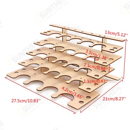 24 Pots Wooden Acrylic Paint Stand Bottle Storage Rack Holder Modular Organizer