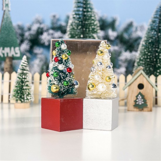 2pcs Mini Christmas Tree Mall Home Office Decorations Tree Ornament Creative Gifts Tree Crafts Children Toys