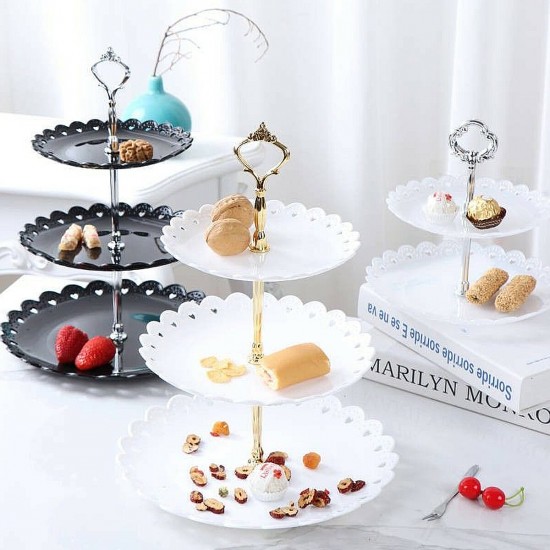 3 Layers Round Plate Cake Dessert Cookies Tray Wedding Birthday Party Decor Stand Candy Shelf S Size