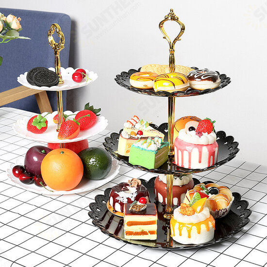 3 Layers Round Plate Cake Dessert Cookies Tray Wedding Birthday Party Decor Stand Candy Shelf S Size