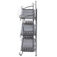 3 Tiers Folding Iron Kitchen Organizer Large Capacity Bathroom Bedroom Rack Freestanding Book Shelf for Home Office