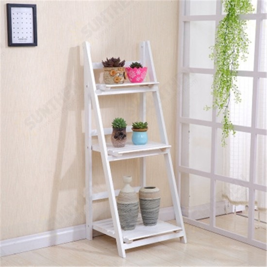 3 Tiers Ladder Storage Shelf Foldable Plant Flower Pot Display Stand Bookshelf Storage Rack Home Office Furniture