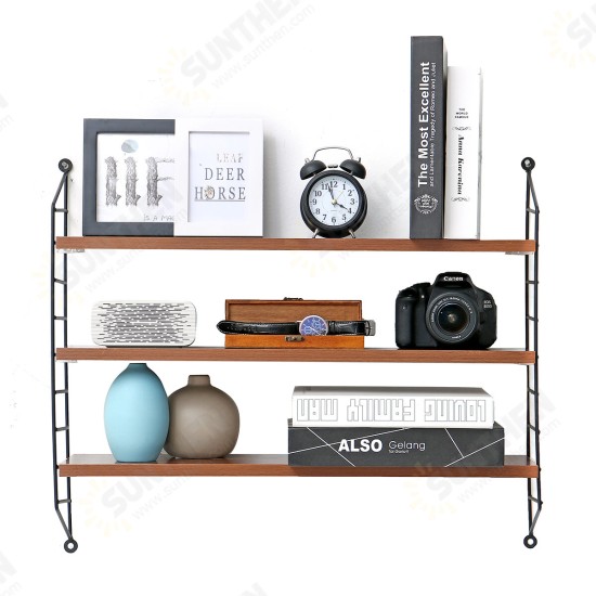 3 Tiers Wall Mounted Shelf Punch-free Hanging Storage Rack Bedroom Bookshelf Home Office Decoration Dispplay Stand