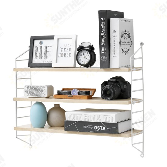 3 Tiers Wall Mounted Shelf Punch-free Hanging Storage Rack Bedroom Bookshelf Home Office Decoration Dispplay Stand