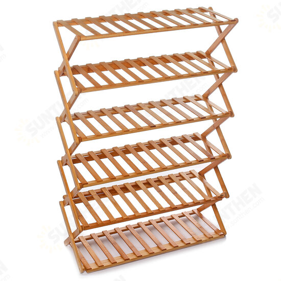 3/4/5/6 Tiers Bamboo Flower Rack Plant Storage Shelf Shoes Rack Bookshelf Indoor Outdoor Garden Planter Flower Pot Stand Home Office Decor