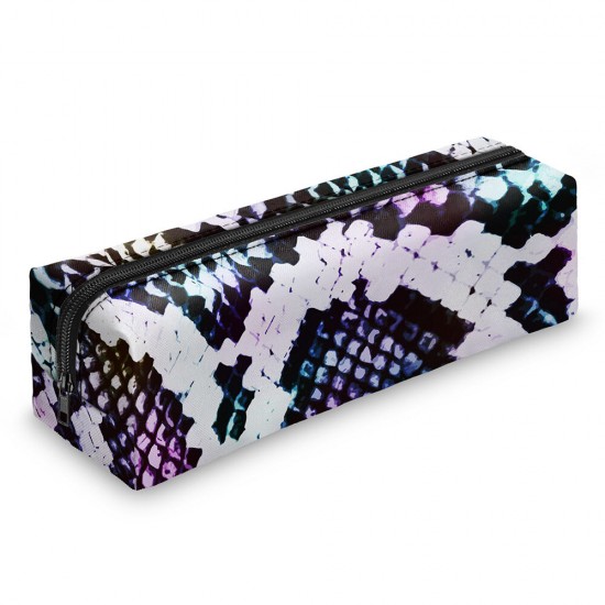 3D Digital Snakeskin Print Pencil Case Zipper Cosmetic Bag Pen Box Stationery