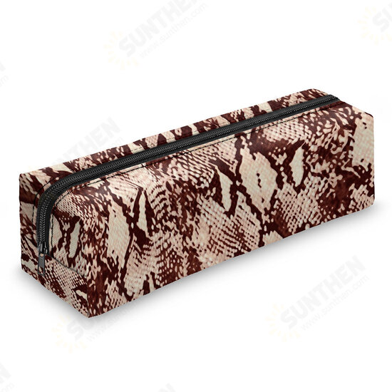 3D Digital Snakeskin Print Pencil Case Zipper Cosmetic Bag Pen Box Stationery