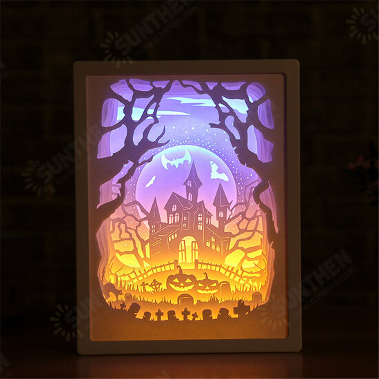 3D LED Night Light Paper Carving Table Lamp For Home Bedroom Family Dining Table Christmas Festive Desk Art Deco