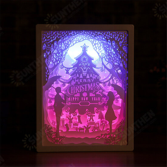 3D LED Night Light Paper Carving Table Lamp For Home Bedroom Family Dining Table Christmas Festive Desk Art Deco