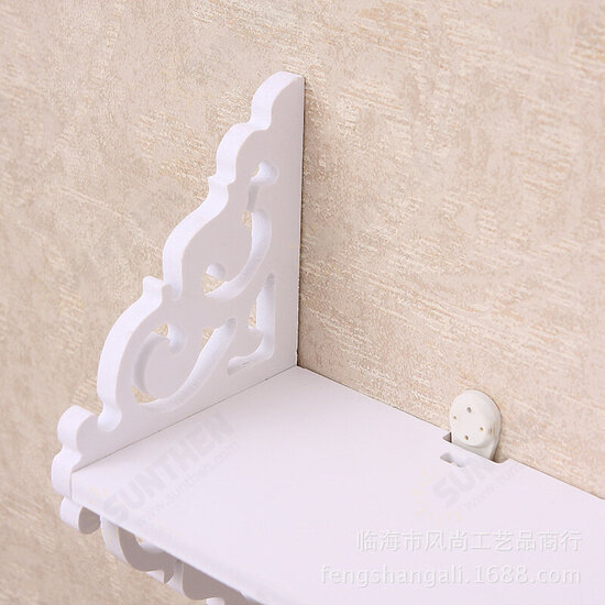 3Pcs Punch-free Wood Carved Wall Shelves Hanging Rack for Home Living Room Bedroom Study Decorations