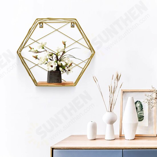 3Pcs/set Hexagonal Wall Mounted Shelves Floating Wall Storage Rack Holder Organizer Display Stand Home Office Decor