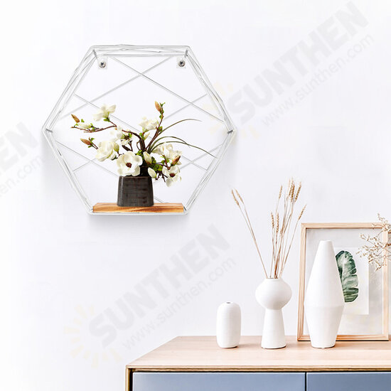 3Pcs/set Hexagonal Wall Mounted Shelves Floating Wall Storage Rack Holder Organizer Display Stand Home Office Decor