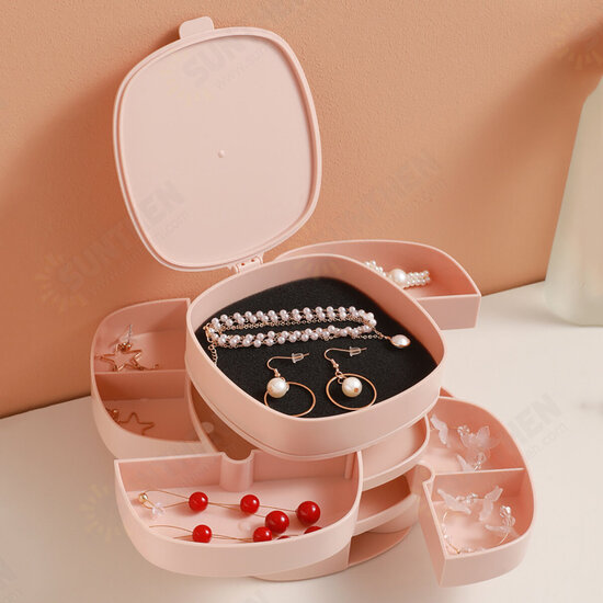 4 Layers Jewelry Storage Box Rotating Cosmetic Storage Box Desktop Storage Boxes Birthday Gift for Girls