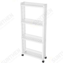 4 Layers Kitchen Storage Rack Slim Slide Tower Movable Assemble Plastic Bathroom Shelf Wheels Space Saving Organizer 4 Layers Kitchen Storage Rack Slim Slide Tower Movable Assemble Plastic Bathroom Shelf Wheels Space Saving Organizer
