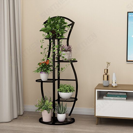 4/5 Tiers Iron Plant Stand Flower Pot Rack Metal Garden Storage Shelf Book File Display Rack Bookshelf Home Office Furniture