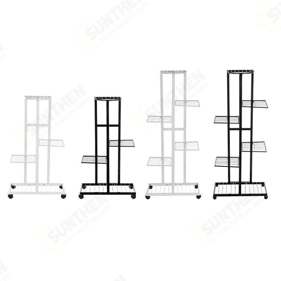 4/6 Tier Metal Plant Stand & Flower Pot Holder With Wheel Garden Home Office Livingroom Indoor Outdoor